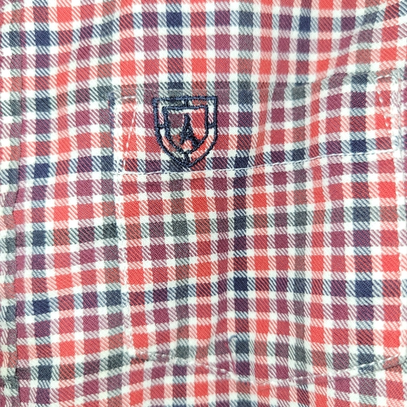 Jacadi Paris Red Blue Checked Toddler Boys Button Down Cotton Dress Shirt 3T - Picture 4 of 7